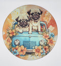 Floral Pug Textured Glass Cutting Board